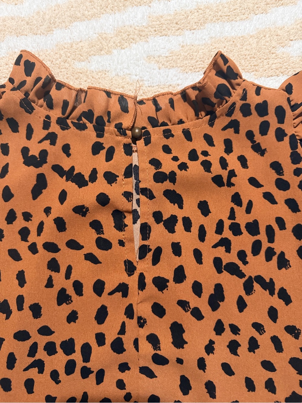 Rust Brown Leopard Print Ruffled Top - Picture 3 of 5